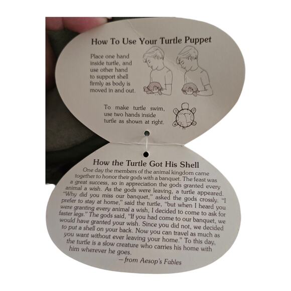 Folkmanis Folktails Turtle Hand Puppet Plush Large Realistic Stuffed Animal - Picture 5 of 5